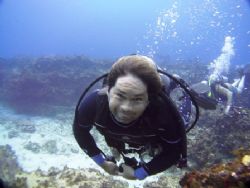 my dive buddy hopes to make a modelling career !!! by Kenn Bolbjerg 